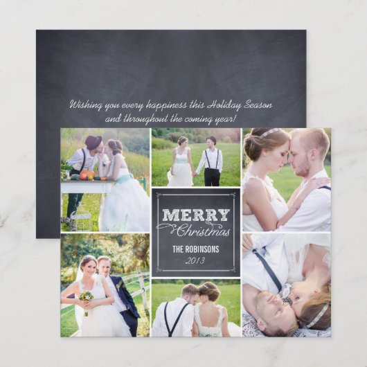 Chalked Collage kerstfotokaart Feestdagenkaart (Voorkant / Achterkant)