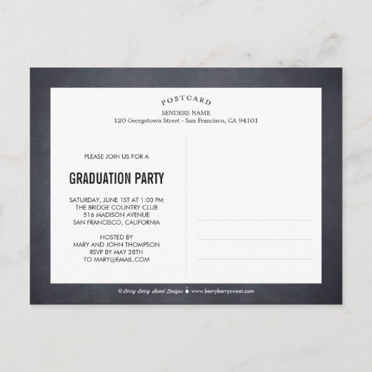 Chalked Lijst Afstuderen Aankondiging / Uitnodigin (Achterkant)