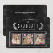 Chalked Wreath Afstuderen Invitation Kaart (Voorkant / Achterkant)