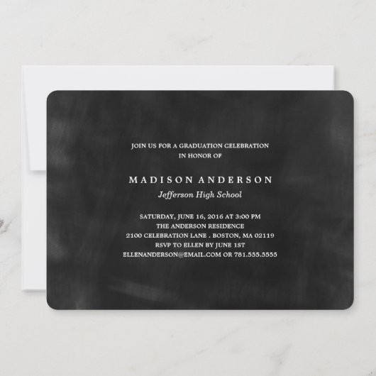 Chalked Wreath Afstuderen Invitation Kaart (Achterkant)