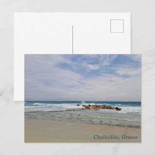 Chalkidiki Griekenland strand en zee Briefkaart (Voorkant / Achterkant)