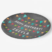 Chalkoard Bunting Flag Name Birthday Party Papieren Bordje (Gekanteld)