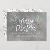 Chalky Brush Script Kerstmis Hollies Feestdagenkaart (Voorkant / Achterkant)