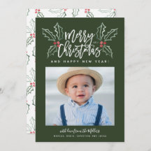 Chalky Brush Script Kerstmis Hollies Foto Green