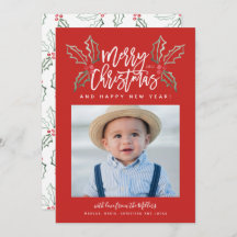 Chalky Brush Script Kerstmis Hollies Foto Red