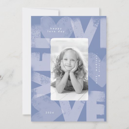 Chalky Graffiti Fun Peri Blue Valentijn Fotokaart Feestdagenkaart (Voorkant)