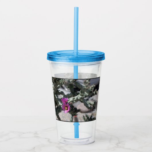 Challa Cactus in bloei Acryl Drinkbeker (Voorkant)