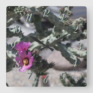 Challa Cactus in bloei Vierkante Klok