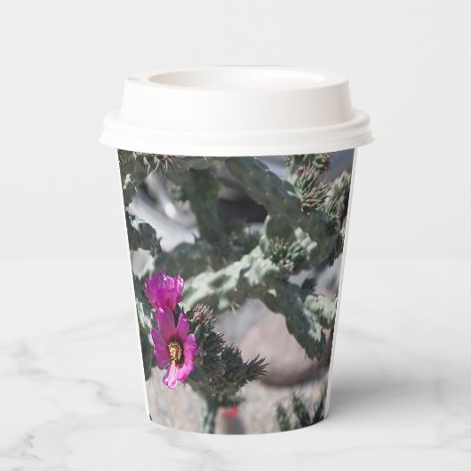 Challa Cactus in bloom Papieren Bekers (Achterkant)