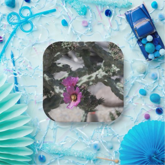 Challa Cactus in bloom Papieren Bordje (Feest)