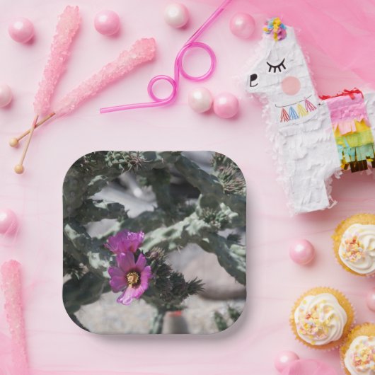 Challa Cactus in bloom Papieren Bordje (Feest)