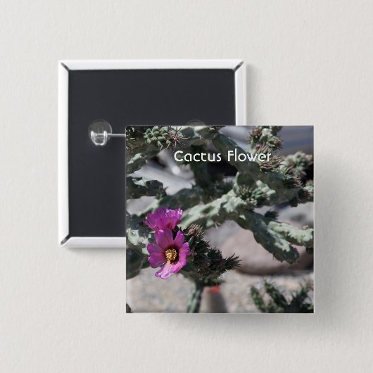 Challa Cactus in bloom Vierkante Button 5,1 Cm (Voorkant /achterkant)