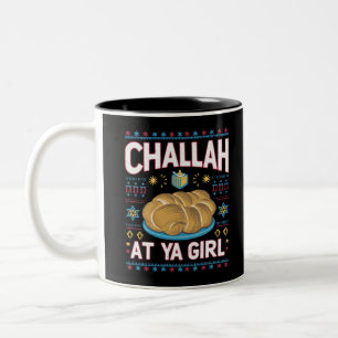 Challah At Ya Girl Grappig Hanukkah Eten Chanukah Tweekleurige Koffiemok