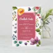 Challah Bake Evenement Bloemen Uitnodiging (Staand voorkant)