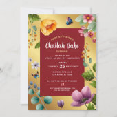 Challah Bake Event Elegante Bloemen Uitnodiging (Voorkant)