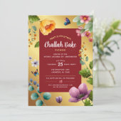 Challah Bake Event Elegante Bloemen Uitnodiging (Staand voorkant)
