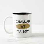 Challah bij Ya Boy Jewish Gift Tweekleurige Koffiemok<br><div class="desc">Het product is voorzien van "Challah at Ya Boy" en maakt een geweldige Hanukkah of Bar Mitzvah gave voor de aardige Joodse jongen in je leven!</div>