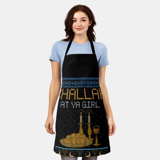 Challah bij Ya Girl Matching Funny Ugly Kerstmis Schort (Gedragen)