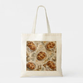 Challah botanisch, Beige goud, Rustieke sjabbat Tote Bag (Achterkant)