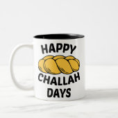 Challah Bread, Chanukah, Happy Challah Days Tweekleurige Koffiemok (Links)
