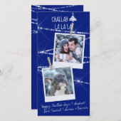 Challah Days Hanukkah 2-Foto Kerstkaart | Blauw (Voorkant / Achterkant)