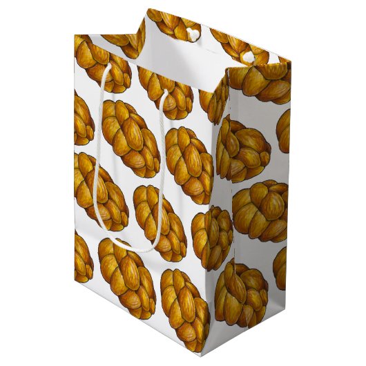 Challah gevlochten joods bakkerij brood Hanukkah Medium Cadeauzakje (Voorkant Gekanteld)