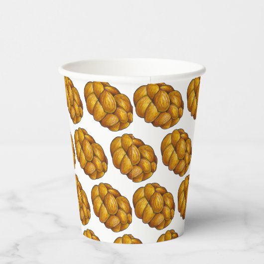 Challah Gevlochten Joodse Bakkerij Brood Hanukkah Papieren Bekers (Rechts)