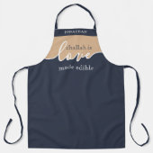 Challah is verliefd op Eetbaar NAVY & TAN Script Schort (Voorkant)