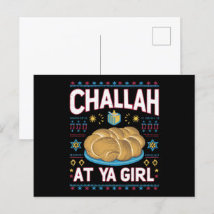 Challah op Ya Meisje Grappige Chanoeka Eten Chanoe Briefkaart