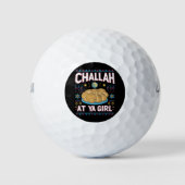 Challah op Ya Meisje Grappige Chanoeka Eten Chanoe Golfballen (Voorkant)