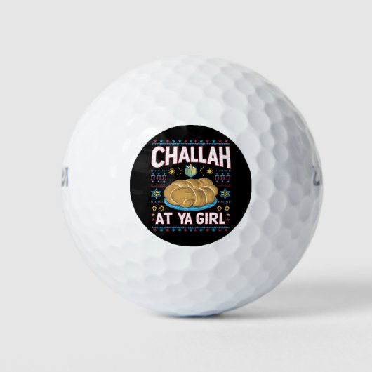 Challah op Ya Meisje Grappige Chanoeka Eten Chanoe Golfballen (Voorkant)
