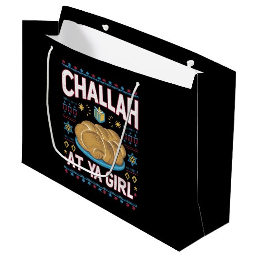 Challah op Ya Meisje Grappige Chanoeka Eten Chanoe Groot Cadeauzakje (Voorkant Gekanteld)