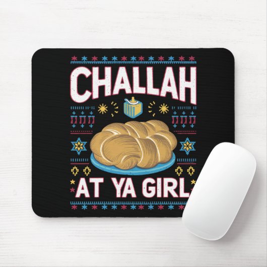 Challah op Ya Meisje Grappige Chanoeka Eten Chanoe Muismat (Met muis)