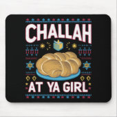 Challah op Ya Meisje Grappige Chanoeka Eten Chanoe Muismat (Voorkant)