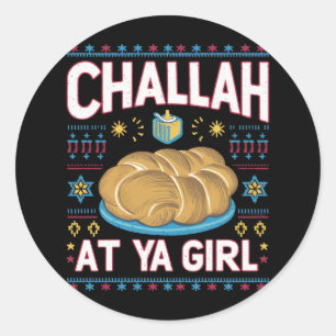 Challah op Ya Meisje Grappige Chanoeka Eten Chanoe Ronde Sticker
