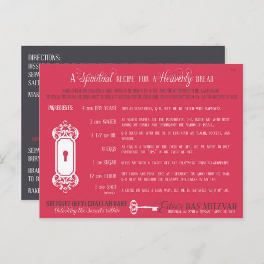 Challah Recipe Briefkaarten (Voorkant / Achterkant)