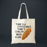 Challah Tote Bag<br><div class="desc">Challah-Canvas tas - Deze hilarische canvas tas presenteren. Met de boodschap "Er is een (goede) kans dat er Challah brood in zit". Een heel cool idee voor een cadeau van Hanukkah! Auteursrechtverklaring: het afbeelding brood dat in dit product wordt gebruikt, is vriendelijk verstrekt door de Site Free Vectors onder de...</div>