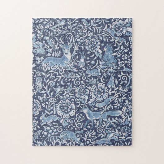 Challchallenge Woodland Animal Blue & White Natuur Legpuzzel (Verticaal)