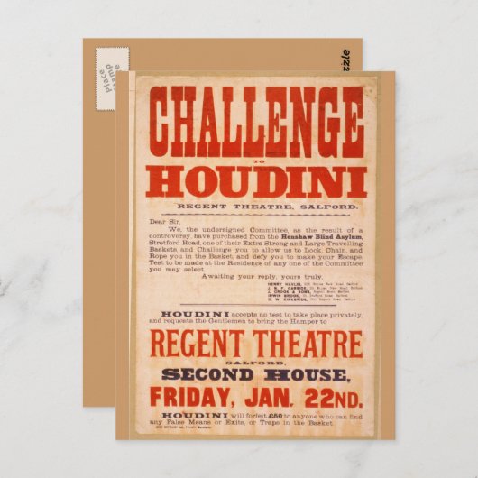 Challenge Houdini Briefkaart (Voorkant / Achterkant)