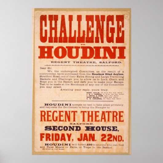 Challenge Houdini Poster (Voorkant)