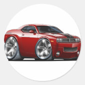 Challenger Maroon Auto Ronde Sticker (Voorkant)