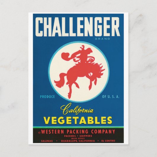 Challenger Rodeo Salinas El Centro Guadalupe CA Briefkaart (Voorkant)