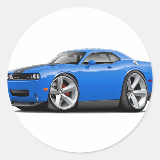 Challenger SRT8 Blue-Black Car Ronde Sticker (Voorkant)