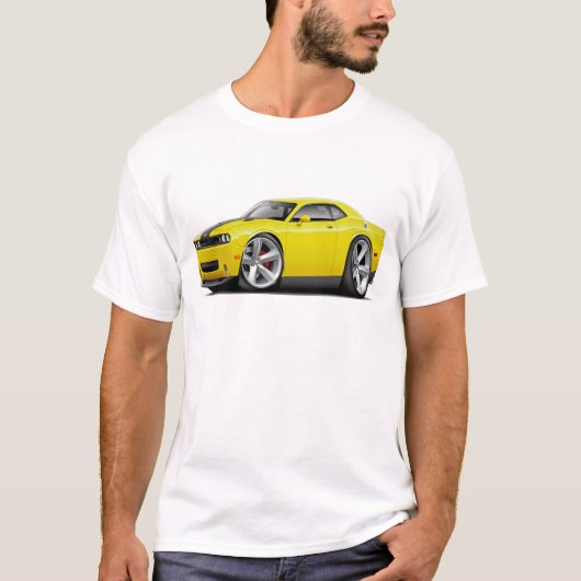 Challenger SRT8 Geel-Zwarte auto T-shirt (Voorkant)
