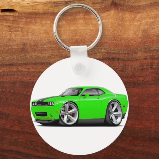 Challenger SRT8 Limoen-zwarte auto Sleutelhanger (Voorkant)