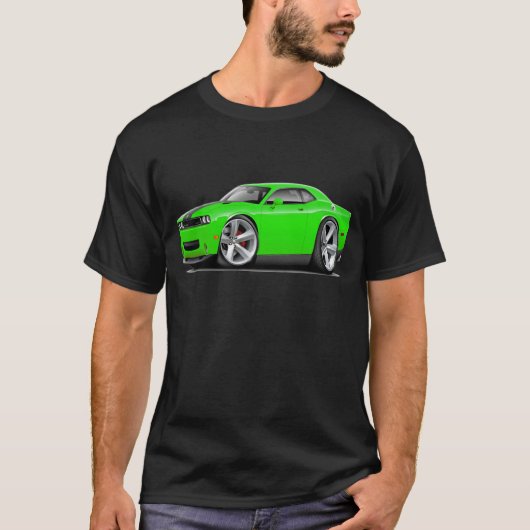 Challenger SRT8 Limoen-zwarte auto T-shirt (Voorkant)