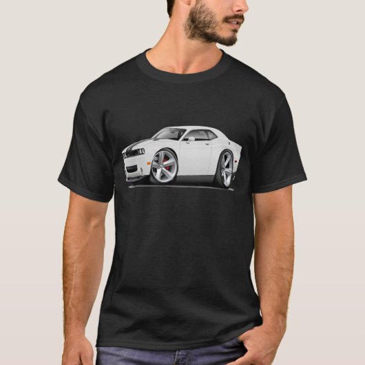 Challenger SRT8 Witte-Zwarte auto T-shirt (Voorkant)
