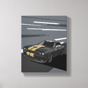 Challenger Zwart Canvas Afdruk