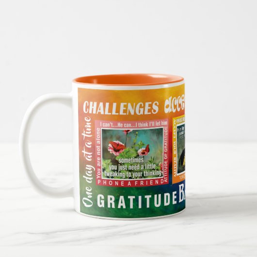 challenges slogans butterflies 12-step mug tweekleurige koffiemok (Links)
