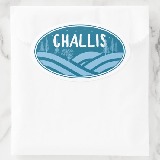 Challis Idaho Outdoors Ovale Sticker (Tas)